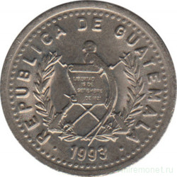 Монета. Гватемала. 5 сентаво 1993 год.