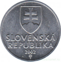 Монета. Словакия. 10 геллеров 2002 год.