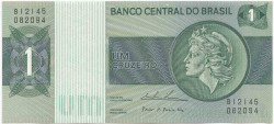 Банкнота. Бразилия. 1 крузейро 1975 год. Тип 191Ab.