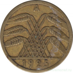 Монета. Германия. Веймарская республика. 5 рейхспфеннигов 1925 год. Монетный двор - Берлин (А).