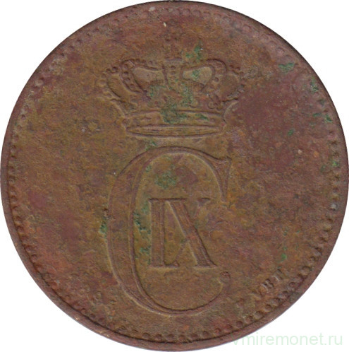 Монета. Дания. 2 эре 1894 год.