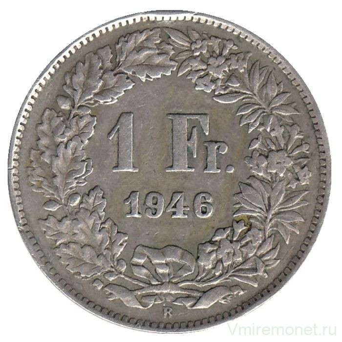 Монета. Швейцария. 1 франк 1946 год.