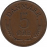 Монета. Дания. 5 эре 1968 год.рев.
