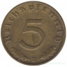 Монета. Германия. Третий Рейх. 5 рейхспфеннигов 1937 год. Монетный двор - Мюнхен (D).