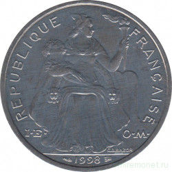 Монета. Французская Полинезия. 5 франков 1998 год.