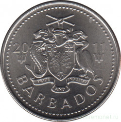 Монета. Барбадос. 25 центов 2011 год.