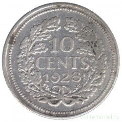 Монета. Нидерланды. 10 центов 1928 год. 