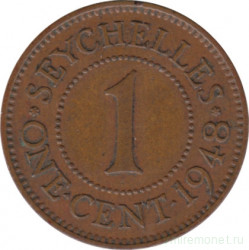 Монета. Сейшельские острова. 1 цент 1948 год.