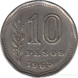 Монета. Аргентина. 10 песо 1968 год.