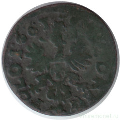 Монета. Польша. 1 солид 1663 год. Ян II Казимир. Герб Польши. М/д Уяздов.