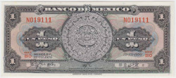 Банкнота. Мексика. 1 песо 1970 год. Тип 59l.