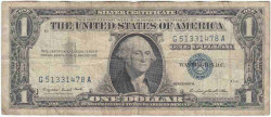 Банкнота. США. 1 доллар 1957 год. Синяя печать. G. Тип 419a. 
