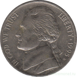 Монета. США. 5 центов 1995 год. Монетный двор D.