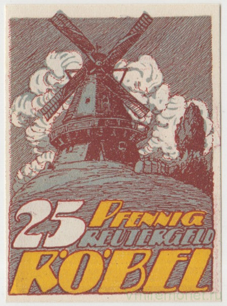 Бона. Нотгельд. Германия. Город Рёбель. 25 пфеннигов 1922 год. Вариант 1130.1.2.