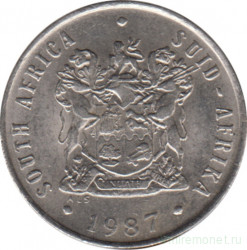 Монета. Южно-Африканская республика (ЮАР). 10 центов 1987 год.
