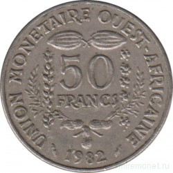 Монета. Западноафриканский экономический и валютный союз (ВСЕАО). 50 франков 1982 год.
