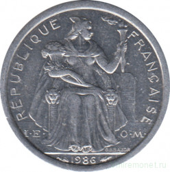 Монета. Французская Полинезия. 1 франк 1986 год.