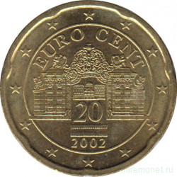 Монета. Австрия. 20 центов 2002 год.