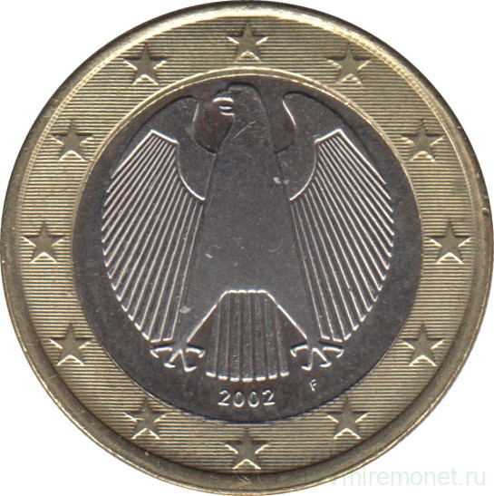 Монета. Германия. 1 евро 2002 год (F).