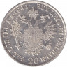 Монета. Австрийская империя. 20 крейцеров 1841 год. Монетный двор А.