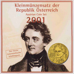 Монета. Австрия. Годовой набор 2001 год. В буклете. 200 лет со дня рождения Иоганна Нестроя.