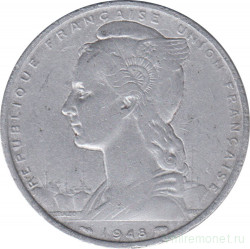 Монета. Французское Сомали. 5 франков 1948 год.