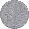 Монета. Французское Сомали. 5 франков 1948 год. рев.