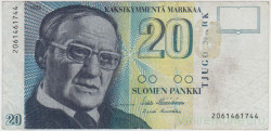 Банкнота. Финляндия. 20 марок 1993 год. Тип 122 (7).