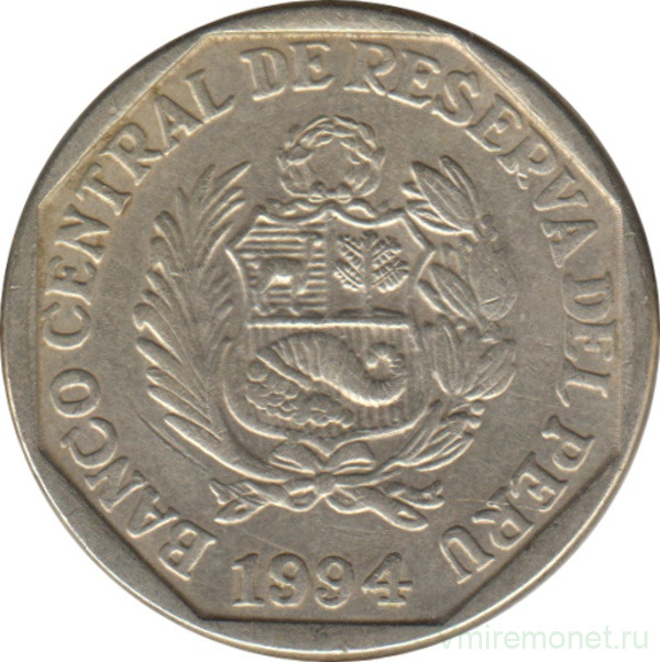 Монета. Перу. 50 сентимо 1994 год.