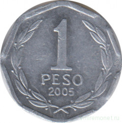 Монета. Чили. 1 песо 2005 год.