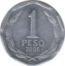 Монета. Чили. 1 песо 2005 год. ав.