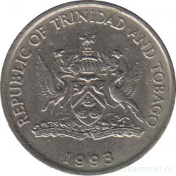 Монета. Тринидад и Тобаго. 25 центов 1993 год.