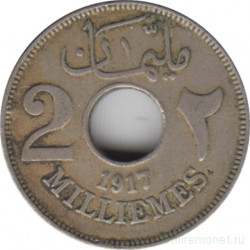 Монета. Египет. 2 миллима 1917 (1335) год. Без отметки монетного двора.