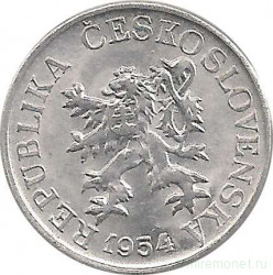 Монета. Чехословакия. 3 геллера 1954 год.