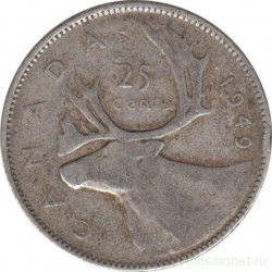 Монета. Канада. 25 центов 1949 год.