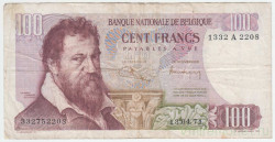 Банкнота. Бельгия. 100 франков 1971 год. Тип 134b (2). (13.04.1971)