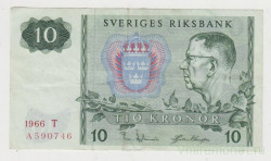 Банкнота. Швеция. 10 крон 1966 год.