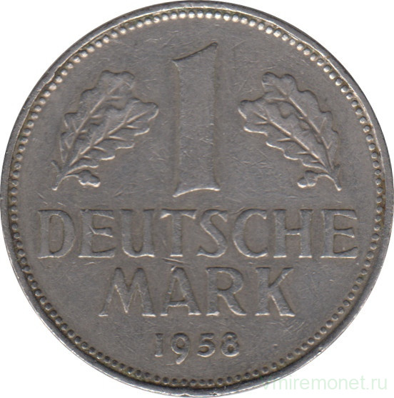 Монета. ФРГ. 1 марка 1958 год. Монетный двор - Гамбург (J).