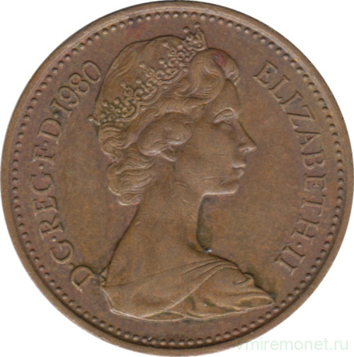 Монета. Великобритания. 1 пенни 1980 год.