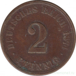 Монета. Германия (Германская империя 1871-1922). 2 пфеннига 1874 год. (A).