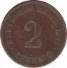 Монета. Германия (Германская империя 1871-1922). 2 пфеннига 1874 год. (A). ав.
