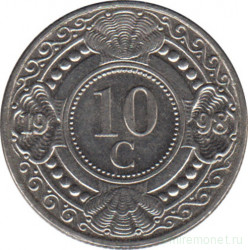 Монета. Нидерландские Антильские острова. 10 центов 1998 год.