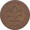  Монета. ФРГ. 2 пфеннига 1968 год. Монетный двор - Штутгарт (F). Сталь с медным покрытием. ав.