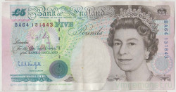 Банкнота. Великобритания. 5 фунтов 1999 - 2002 года. Тип 382Аа.