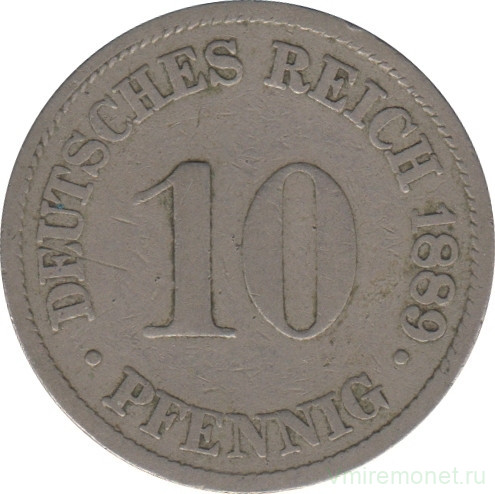 Монета. Германия (Германская империя 1871-1922). 10 пфеннигов 1889 год. (J).