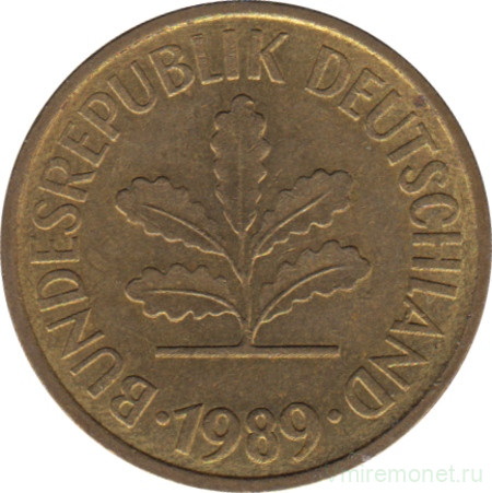 Монета. ФРГ. 5 пфеннигов 1989 год. Монетный двор - Штутгарт (F).
