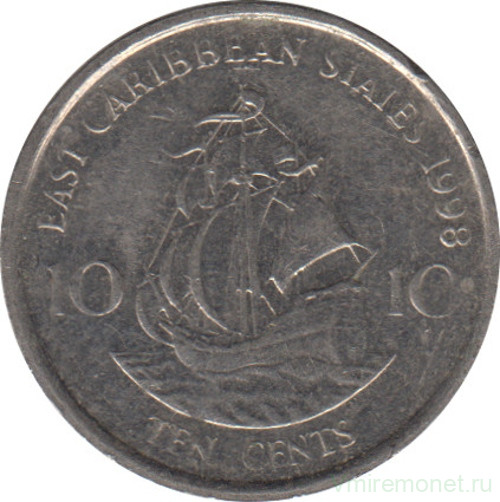Монета. Восточные Карибские государства. 10 центов 1998 год.