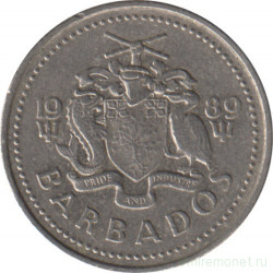 Монета. Барбадос. 10 центов 1989 год.