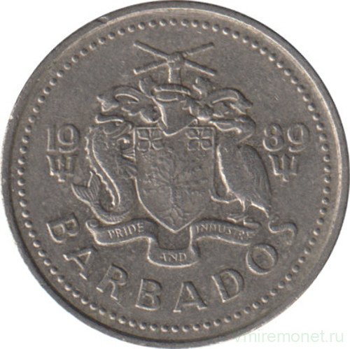Монета. Барбадос. 10 центов 1989 год.