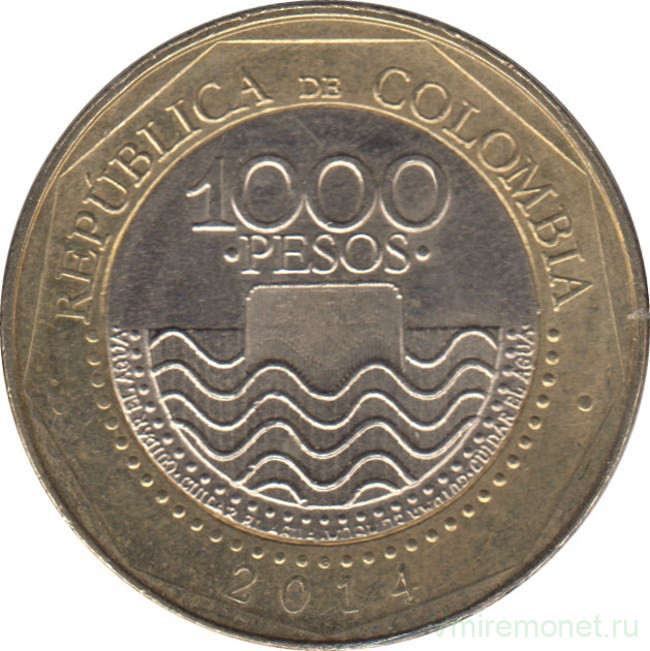 Монета. Колумбия. 1000 песо 2014 год.